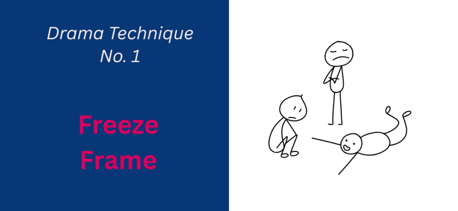 Featured image for Freeze frame showing the title and 3 stick figures in various frozen poses