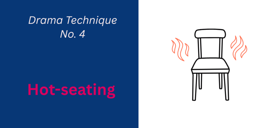 Graphic of a chair which appears to be hot to represent hot-seating in drama techniques