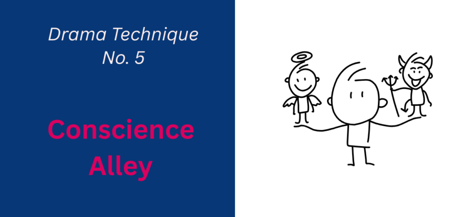 Infographic showing how conscience alley works as a drama technique
